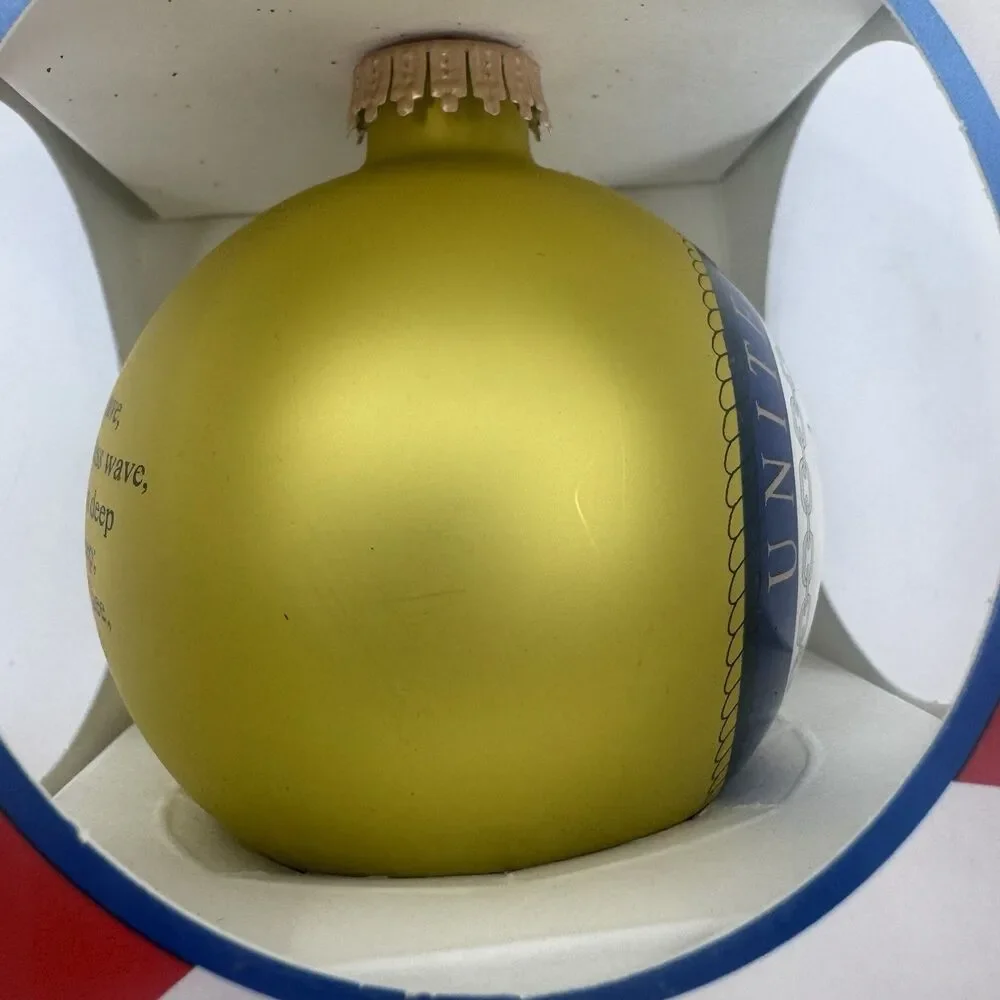CHRISTMAS ORNAMENT  Krebs 3.25 US Navy Gold with Emblem & Navy Hymn Bulb Vintage